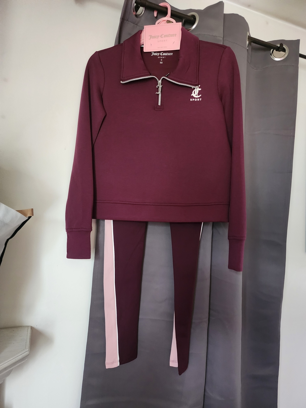 Juicy Couture Burgundy Half-Zip Sweatshirt and Leggings Set